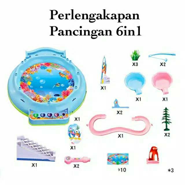 Tma / Mainan Pancingan Magnet 6in1 Ikan Dan Penguin Lengkap Tangga Rail