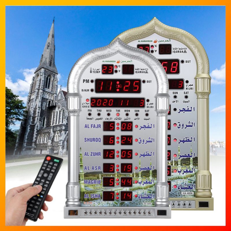 Jam Dinding Digital Masjid Otomatis Adzan Dan Iqomah [ Sudah Termasuk Remote ]