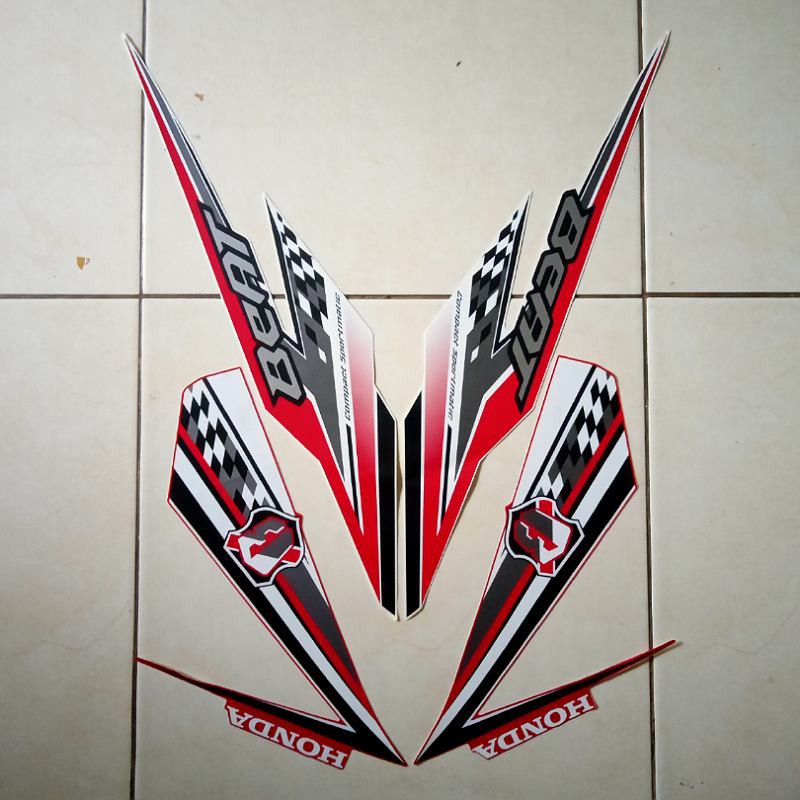 stiker striping motor beat esp 2018 putih merah