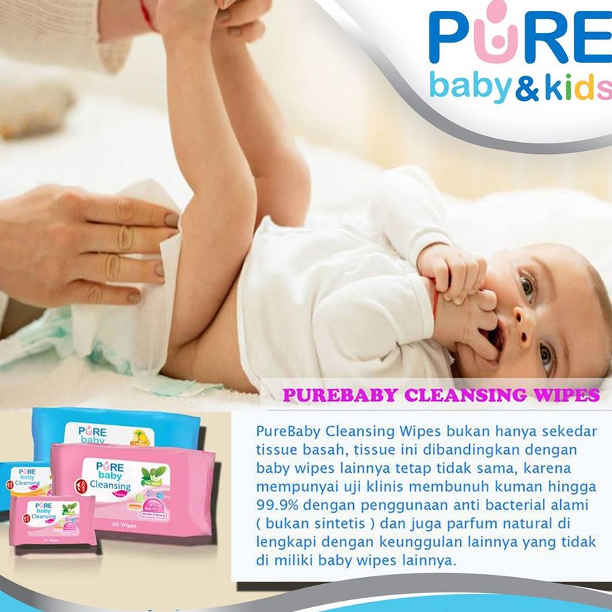 Pure Baby Cleansing Wipes 60s / Pure BB Tissue Bayi