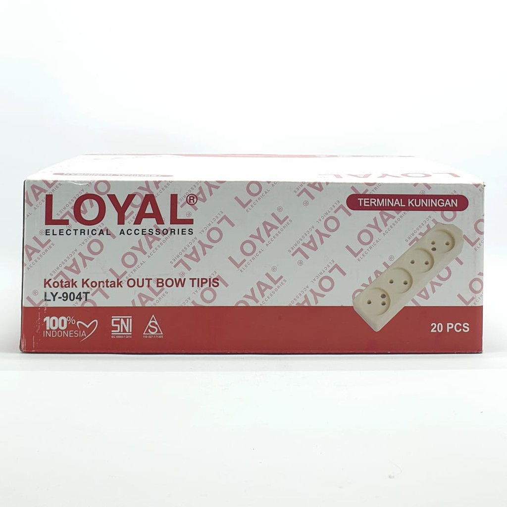 @20 Pcs (1 Kotak) LY-904T Loyal Stop Kontak Gepeng 4 Lubang SNI (Tanpa Kabel)