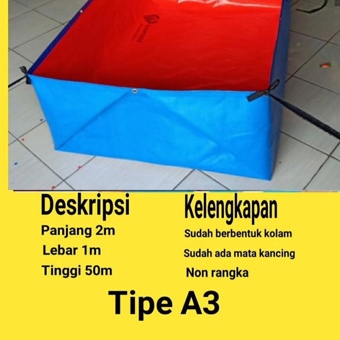 JUAL MURAH KOLAM TERPAL/KOLAM IKAN/KOLAM LELE KOTAK 1X2X0.5 A3