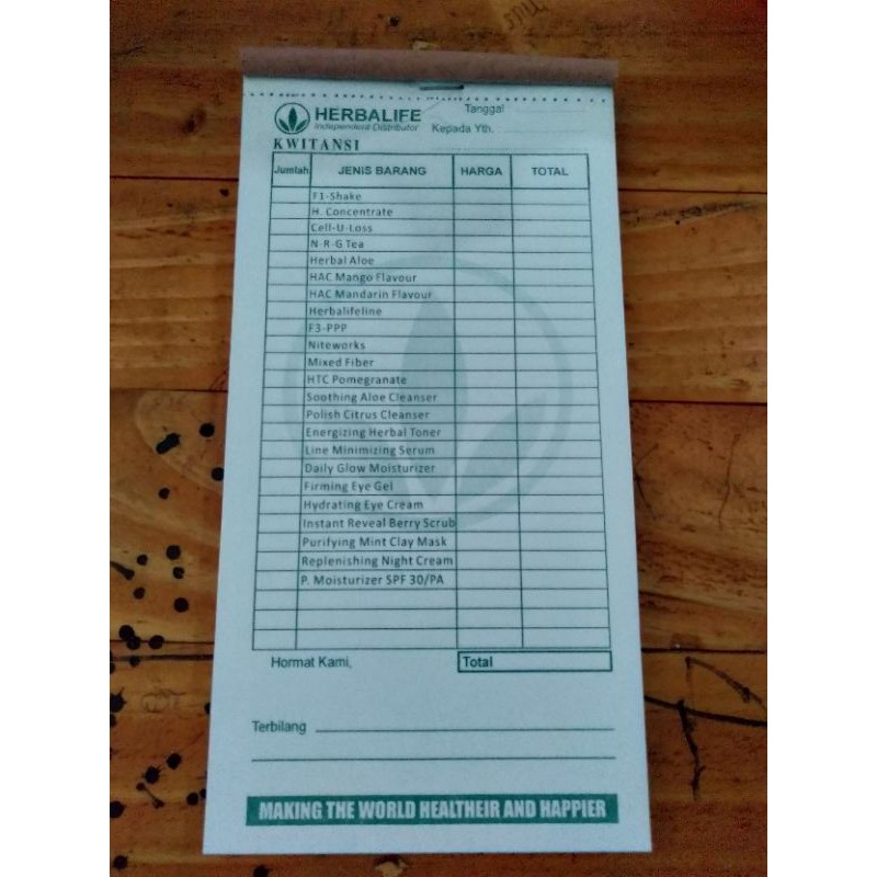 

nota pembelian produk herbalife