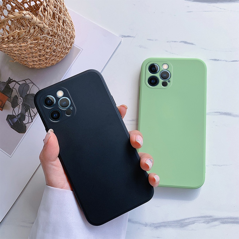 Casing Samsung A53 A50 A50S A32 A30 A30S A20 A10 A10S A7 2018 J7 J6 J6+ J4 J4+ Prime Plus Solid Color Straight Edge Protect Camera Soft Case-3