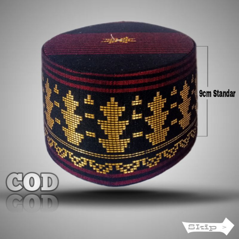 SONGKOK peci songket motif darwin warna belang merah emas peci para qori peci sholat pria,dewasa sam