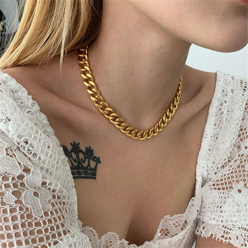 Cuban Link Chain Chokers Necklace for Women ChokerJewelry