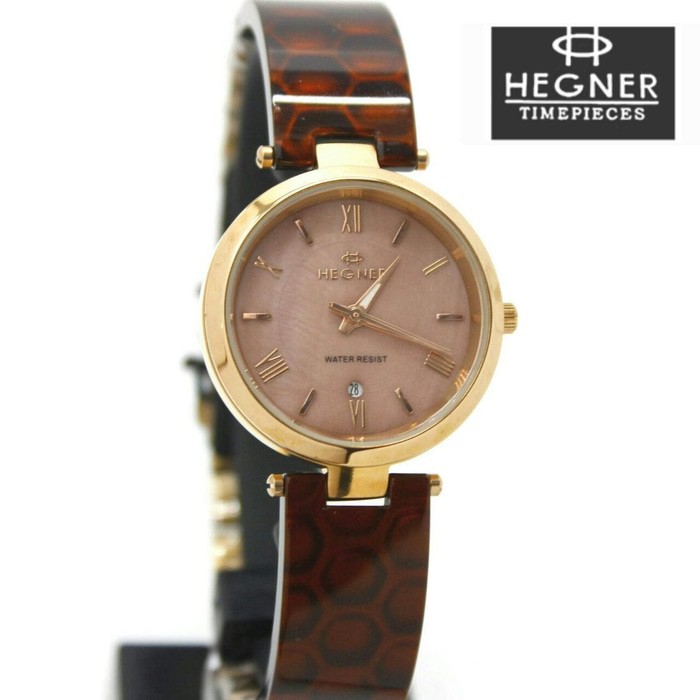 Jam Tangan Wanita / Cewek Hegner Hg1040 Original Mika Brown Rosegold