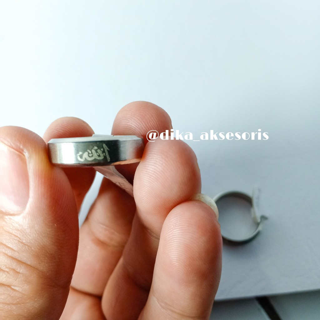 Dika Acc. Cincin Couple, Cincin Islami Kalimat Allah Silver Perak - Cincin Titanium Stainless Steel