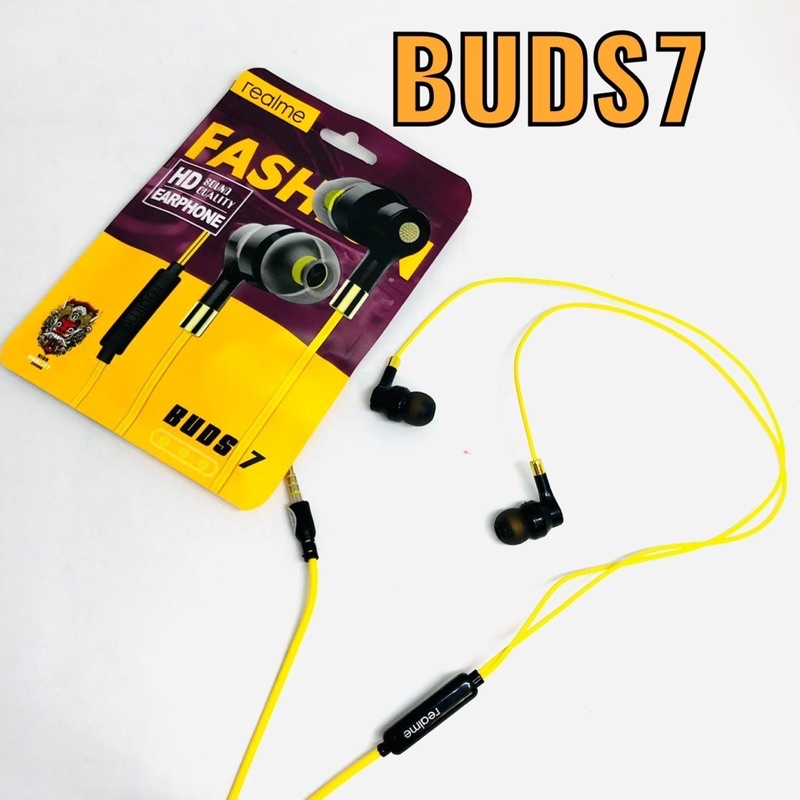 Ready Stok HEADSET REALME BUDS7 FASHION MEGA BASS HANDSFREE EARPHONE REALME FASHION BASS