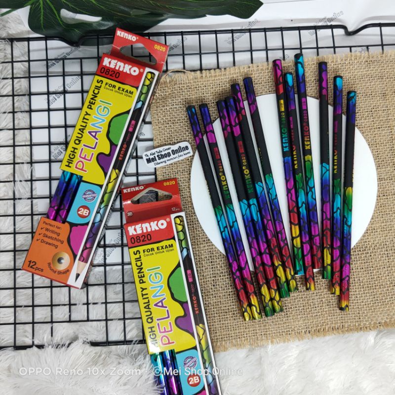 

Pensil Kenko 0820 (12pcs) Pelangi Metalic Keren Lucu