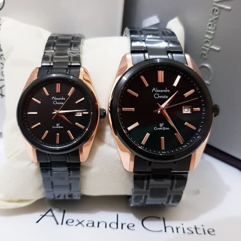 Jam Tangan Couple Alexandre Christie 8514 AC 8514 AC8514 Stainless Steel Original