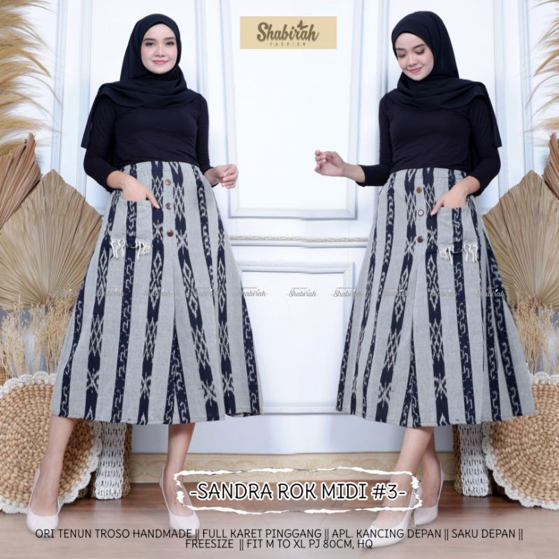 GARANSI TERMURAH COD - ROK TENUN MIDI / BAWAHAN WANITA / ROK BATIK / SKIRT / ORI BLANKET TROSO-Sandra #3