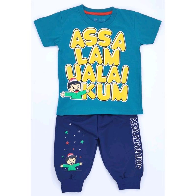 Setelan Joger Anak Assalamulaikum - Baju Anak Joger - Baju Anak Laki 1-9TAHUN M-VIN