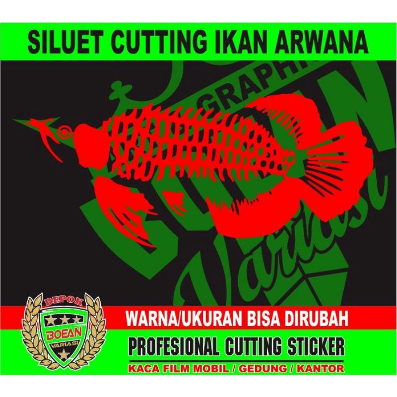 Cutting sticker Aquarium sticker ikan Arwana siluet ikan arwana