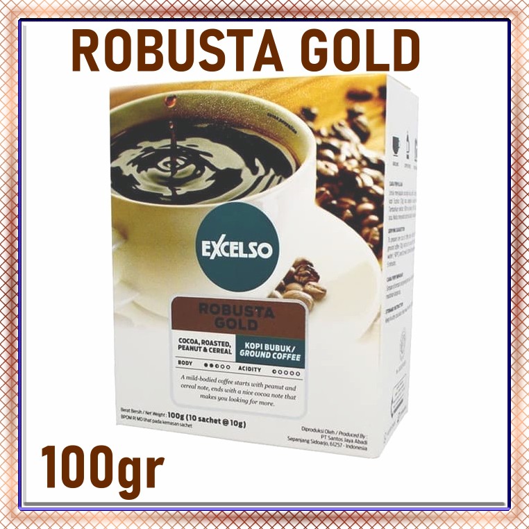 

coffee ROBUSTA GOLD EXCELSO 100gr kopi robusta cocoa roasted peanut kopi bubuk (10sasetx10g)