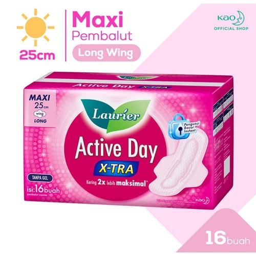 Laurier Active Day X-TRA MAXI 25cm Long Wing isi 16 Softex Pembalut