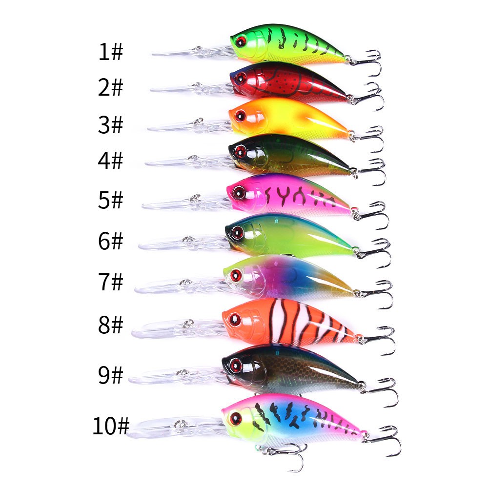 HENGJIA 1PCS Umpan Pancing Bentuk Ikan 3d Panjang 12.5cm Berat 20.5g Hard Crankbait Artificial Fishing Lure