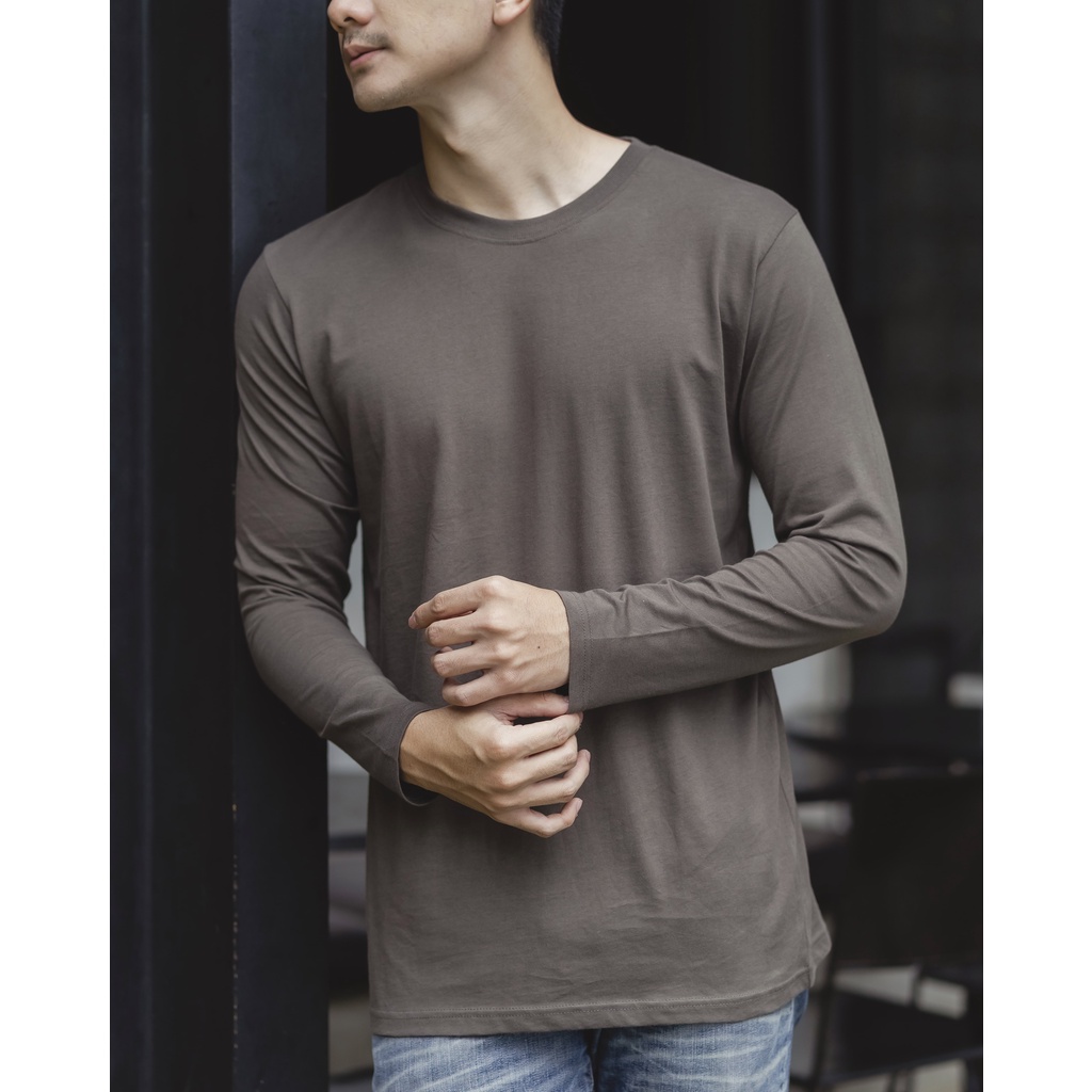 HOKKAIDO LONGSLEEVE - Kaos Polos Pria Lengan Panjang in Charcoal