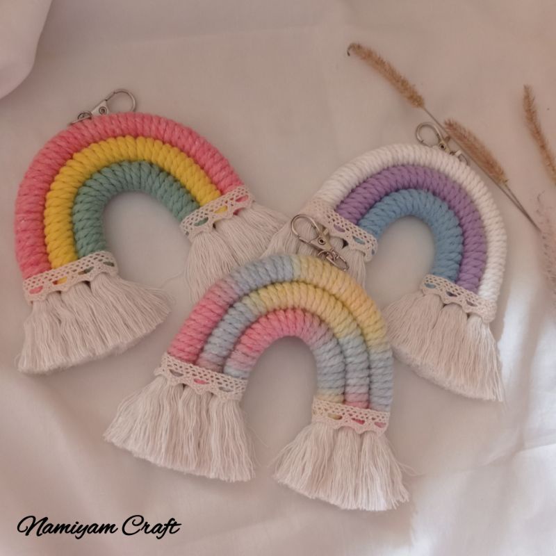 Gantungan kunci macrame | Macrame rainbow | Bagcharm