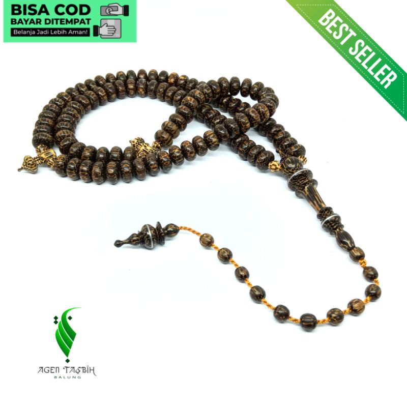 Tasbih Kayu Liwung Macan Motif Pipih Super Size 7mm x 12mm ORIGINAL!!