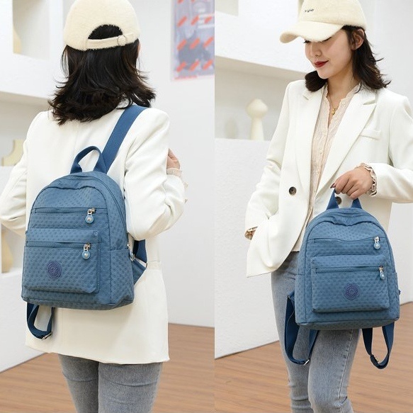 TAS RANSEL WANITA KOREA BACKPACK IMPORT BIRU GENDONG PUNGGUNG ALICIA TA572B3 SEKOLAH KULIAH KERJA FASHION REMAJA KEKINIAN SIMPLE BRANDED BATAM PREMIUM