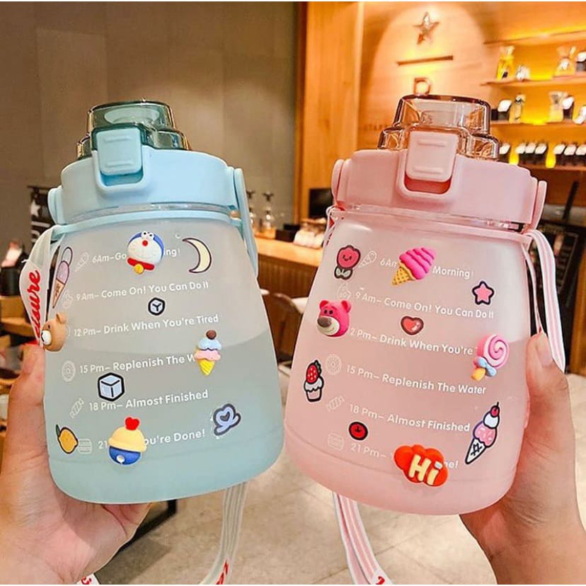 Botol Minum 1.2L Botol Motivasi Gemoy Rainbow Lucu BPA FREE Aman