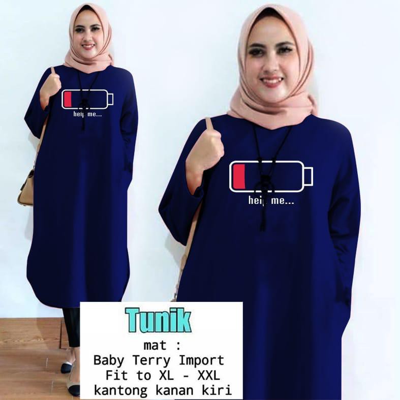 TUNIK HELP ME / TUNIK MAMACHI / TUNIK POLOS/ TUNIK CEWEK / TUNIK PANJANG / TUNIK JAMAN /TUNIK MUSLIM