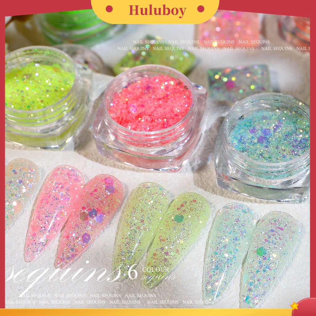 Huluboy Huluboy♡ Ornamen Bubuk Glitter Sequins Untuk Dekorasi Nail Art