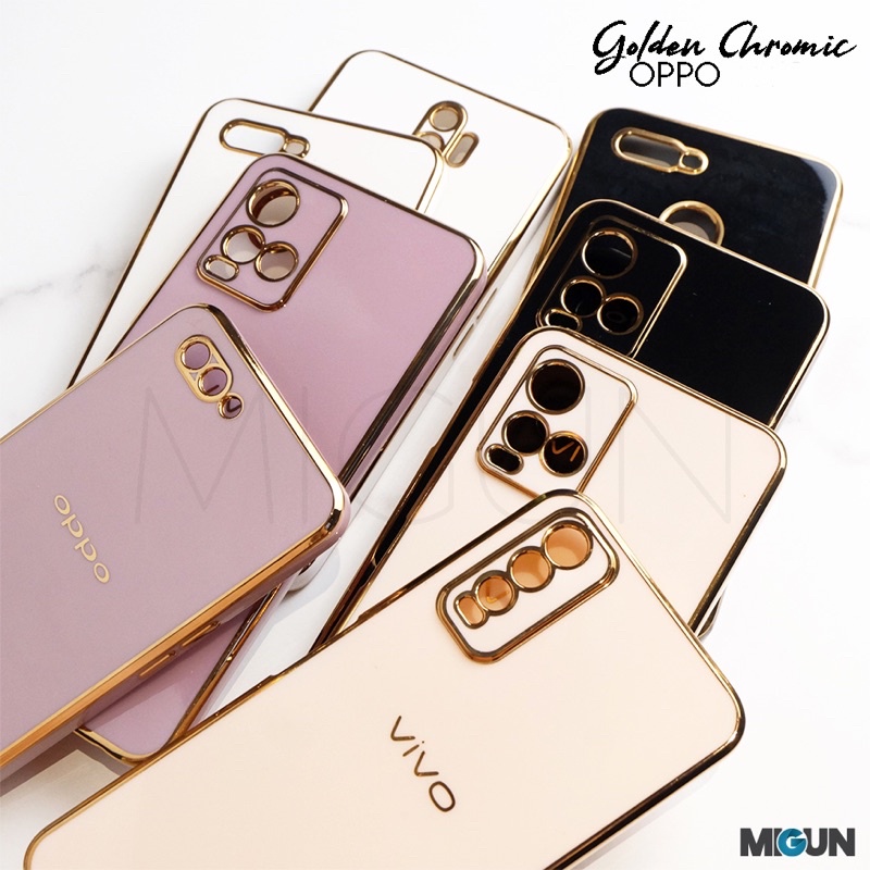 OPPO 6D Golden Chromic Case for OPPO A5S A12 A11K A7 A3S C1 A1K C2 A52020 A92020 A33 53 A54 A15 A15S A16 A74 A95