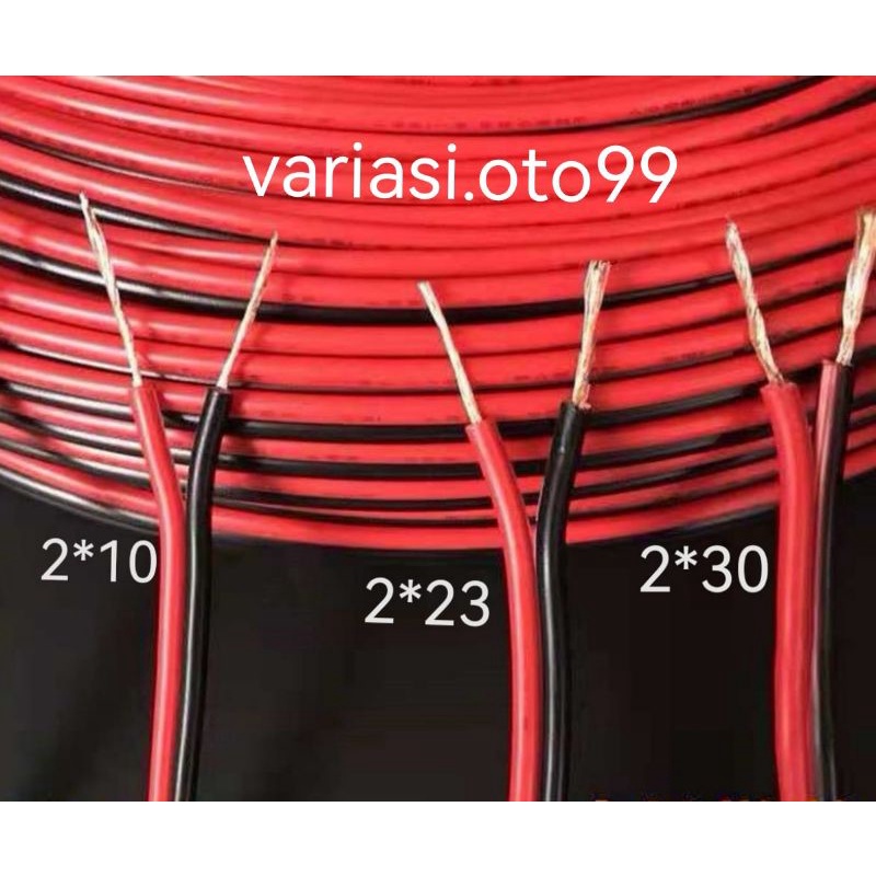 Kabel Serabut Merah Hitam Isi 2 (2x10MM)(2X23MM)(2X30MM)Kabel Arus DC Mobil truk Harga Meteran