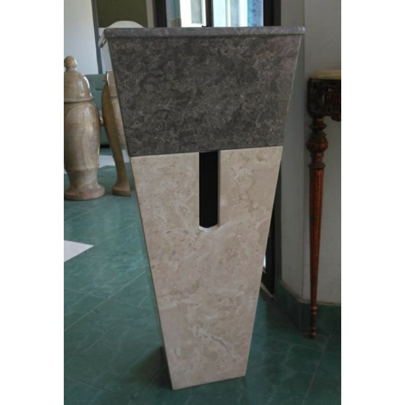 Wastafel Pedestal Marmer Putih Hitam