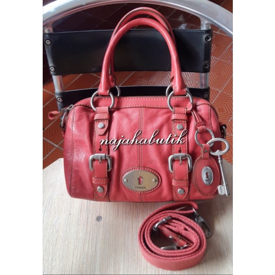 tas fossil maddox speedy small pink original authentic preloved fullset