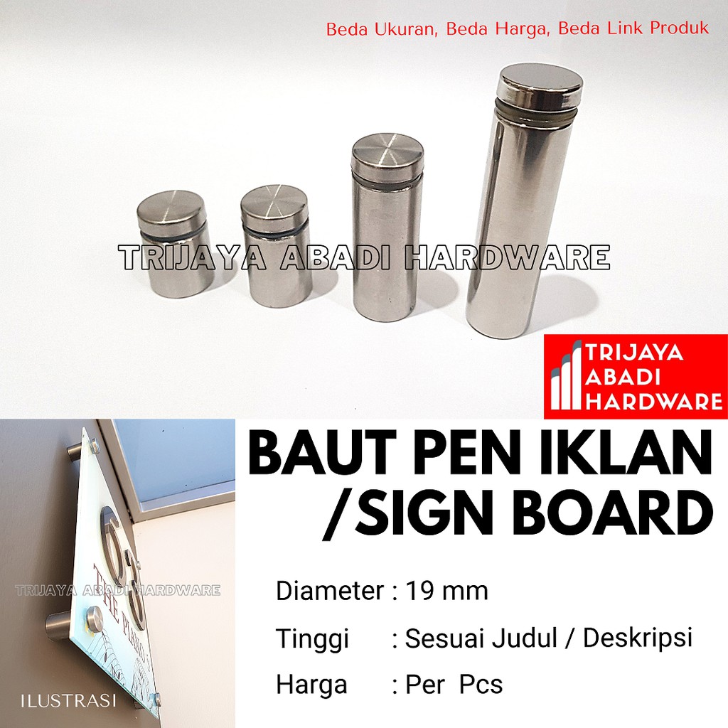 Pen Iklan 19 x 25 mm / Baut Akrilik / Sign Board