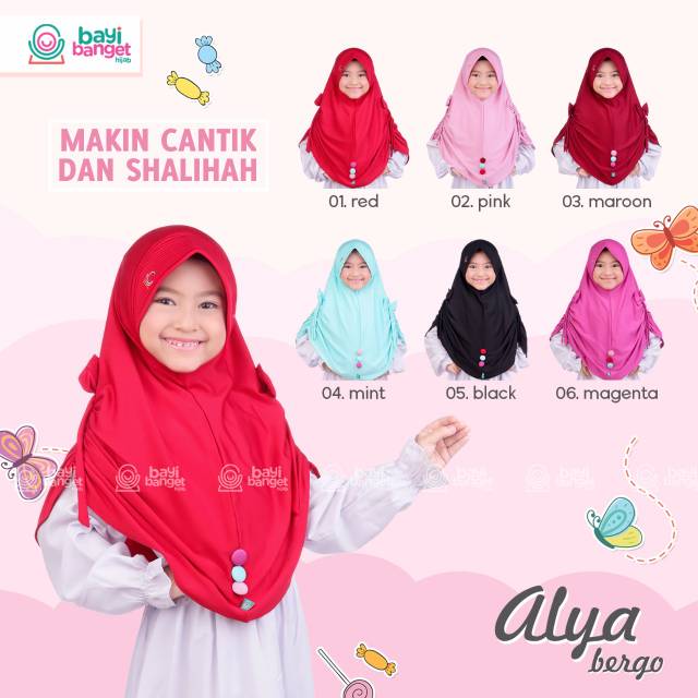 Bergo Anak Alya Size 2 by BBH Bayi Banget Hijab Syari Cantik Adem Nyaman Polosan