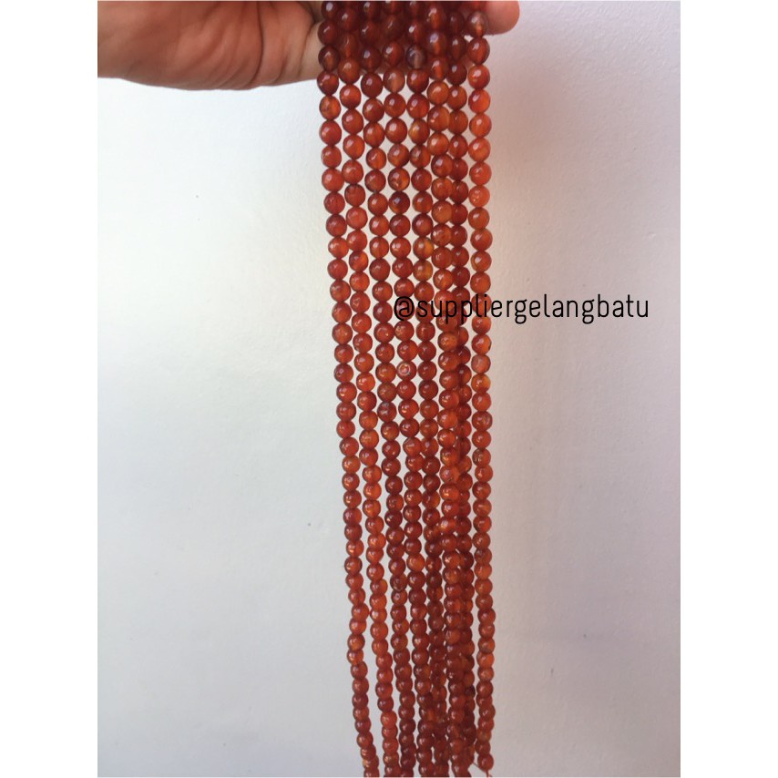 Batu manau orange FACET 8mm CUTTING bahan gelang kalung akik oren asli manao alam fashion kesehatan