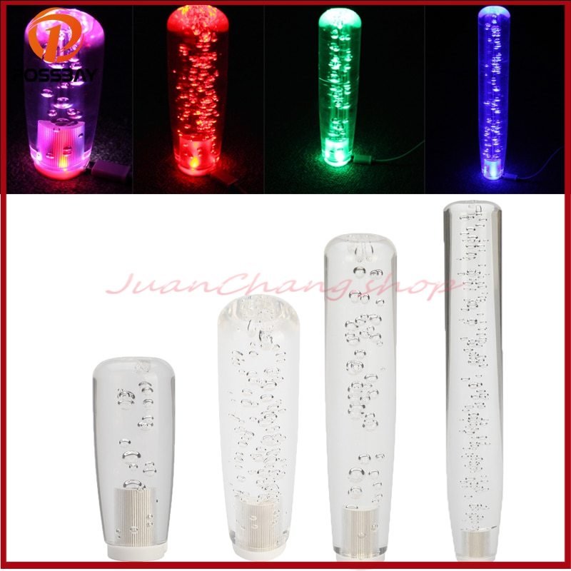 10 / 15 / 20 / 25 / 30cm Knob Tuas Perseneling Mobil Manual Universal Bentuk Gelembung Kristal Dengan Lampu LED Warna-Warni