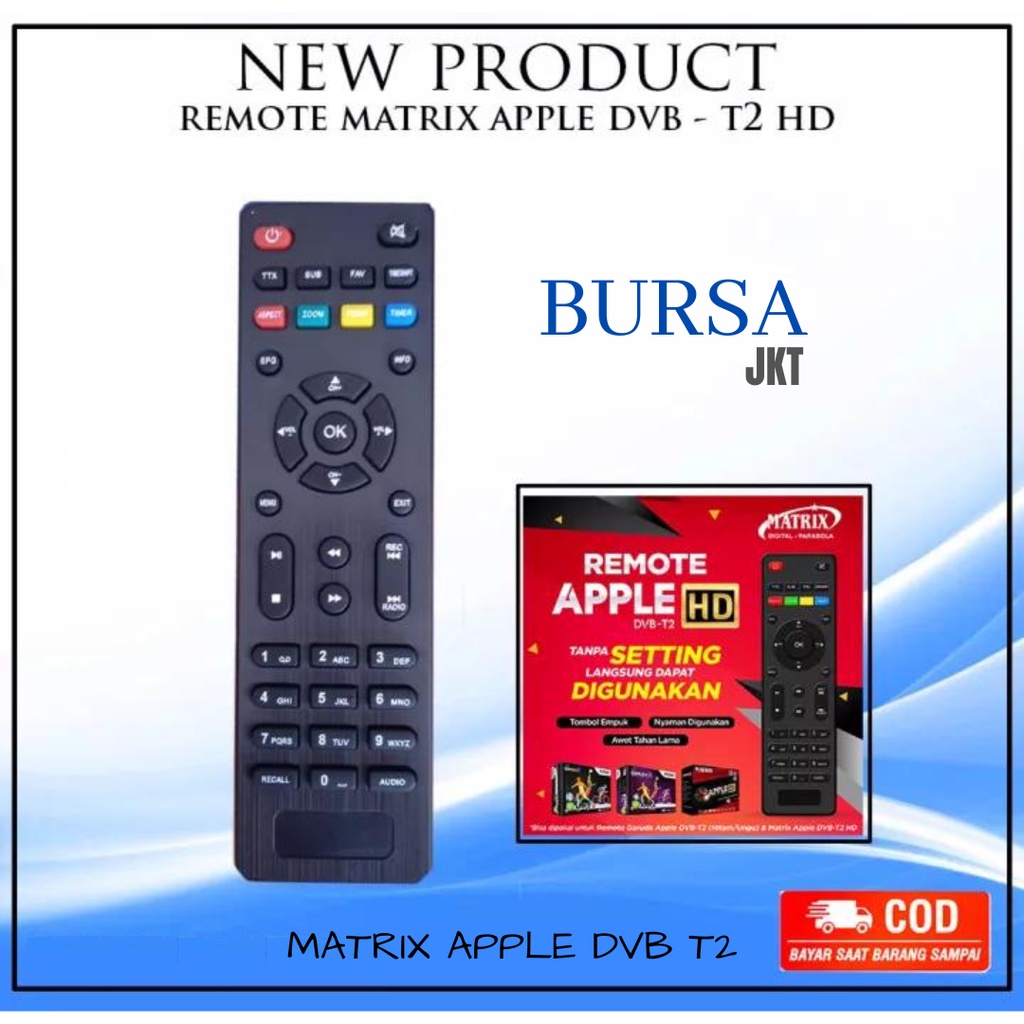 REMOTE STB MATRIX T2 APPLE HD MERAH DIGITAL SET TBOX