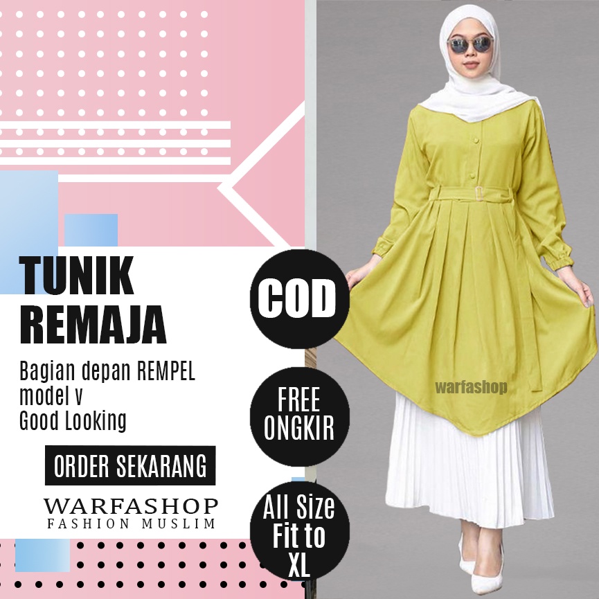 Atasan Wanita Tunik Terbaru 2021 Import Kekinian Warna Lemon Bahan Moscrepe Grade A - All Size Fit T