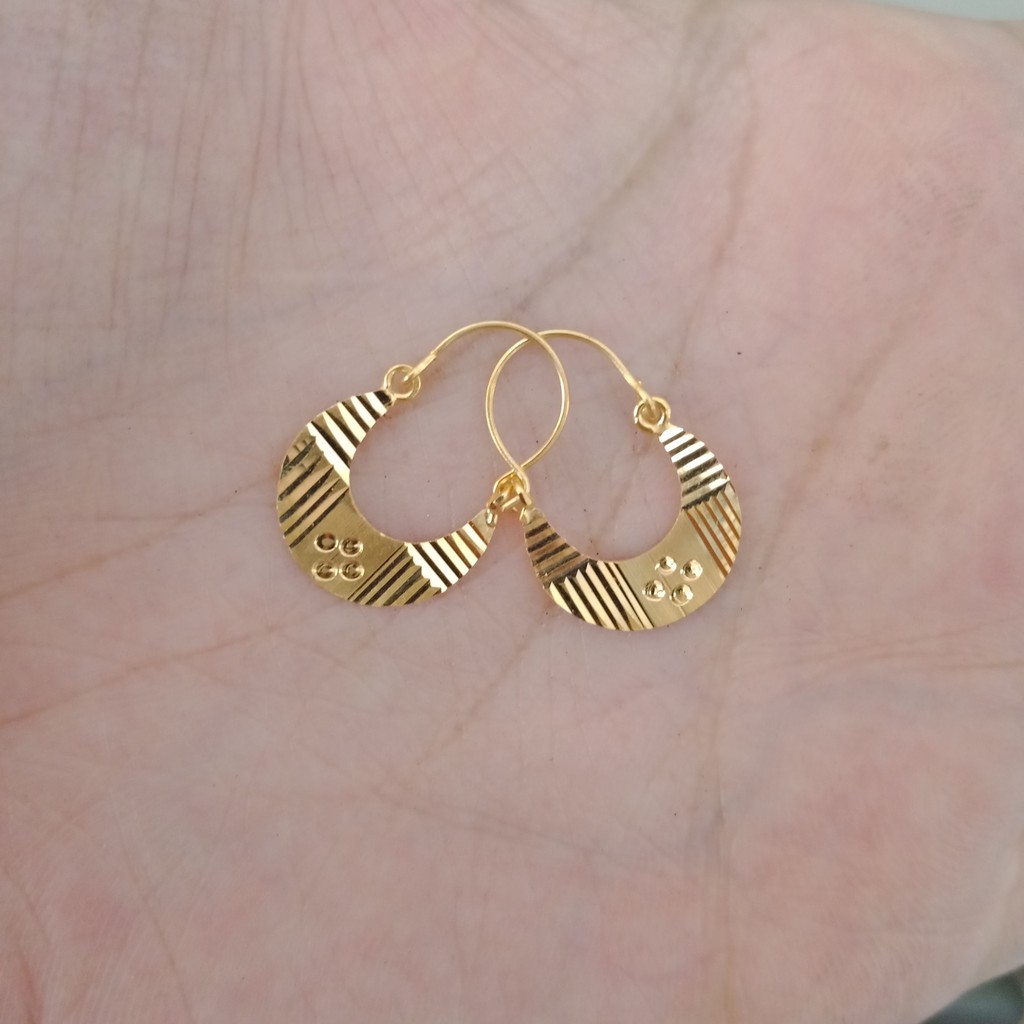 anting anak dan dewasa emas asli kadar 700 70% 16k 22 gold tanpa permata bulan unik cantik terlaris elegan