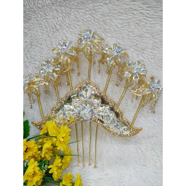 GUNUNGAN SARIAYU 5 MENTUL SILIH ASIH KOMBINASI GOLD SILVER ACCESORIES SANGGUL PENGANTIN WANITA ADAT 