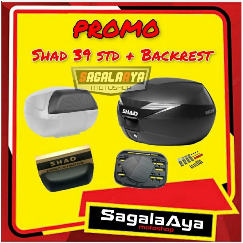 paket promo box shad 39 SH39 SH 39 non carbon dan backrest busa sandaran dan baseplate tatakan cocok