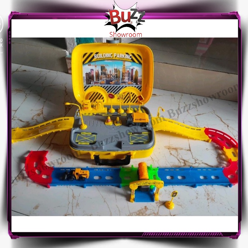 Building Parking Diy Suitcase Play Set Mainan Anak Mobil Construction