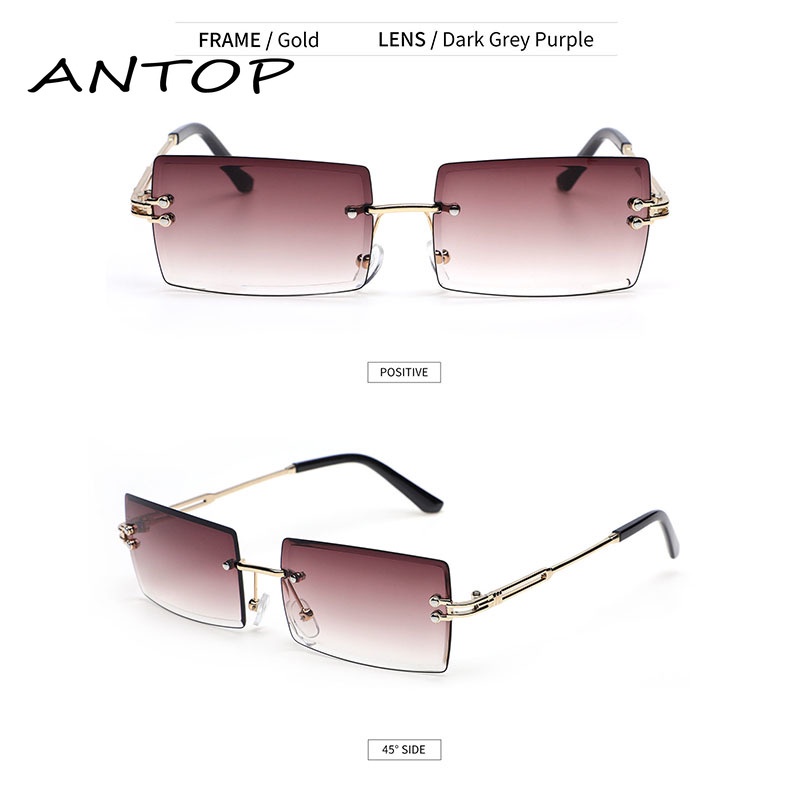 Korea Kacamata Wanita Gradien Persegi Aksesoris Kacamata Fashion Tanpa Bingkai ANTOP