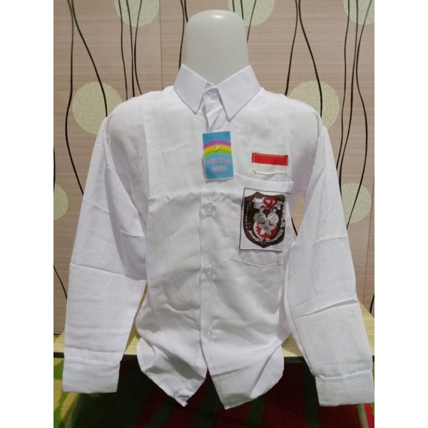 BAJU PUTIH SD TANGAN PANJANG TYSU/ BAJU PUTIH LENGAN PANJANG MEREK PELANGI CERIA/SERAGAM SEKOLAH MURAH