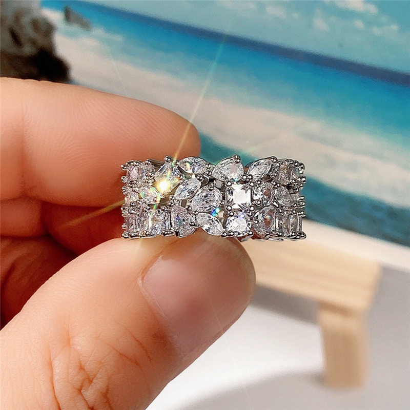 Cincin Wanita Bentuk Kotak / Marquise / Water Drop Untuk Pernikahan