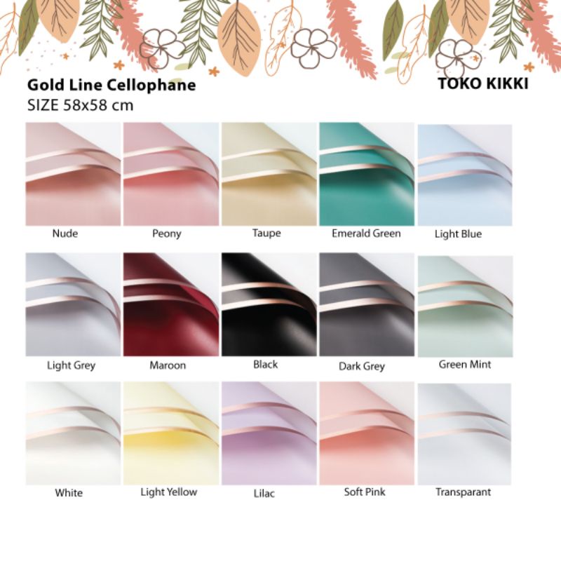 

20 Pcs Gold Line Floral Wrapping / Kertas Bungkus Bunga / Kertas Bunga Florist / Florist Bunga