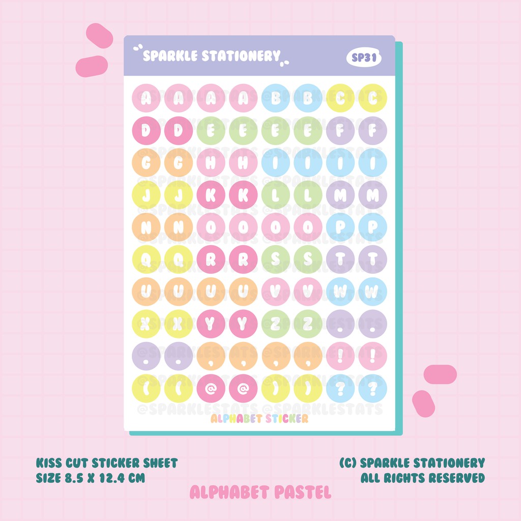 

SP31 Alphabet Sticker | Sparkle Stationery Planner Sticker Bullet Journal Polco Agenda Diary Planner
