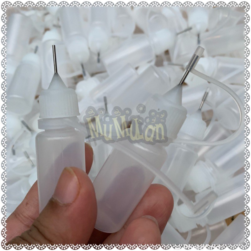 Botol Plastik Tutup Jarum Aplikator Aplicator Refill Isi Ulang 10ml Liquid Gel Lem Travel Travelling