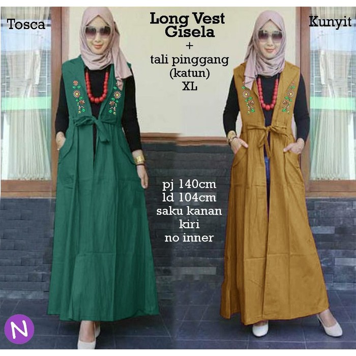 7078 long vest gisela/vest muslim murah/long vest muslim/vest murah
