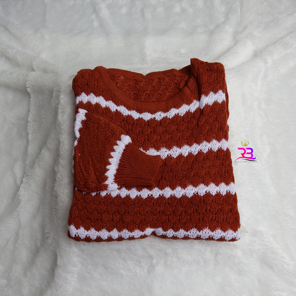 Sweater nanas stripe rajut || sweater ziggy tribal rajut / atasan rajut-Bata